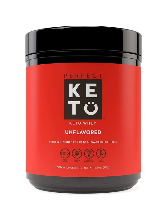 Perfect Keto Pure Whey Protein Powder Isolate, Unflavored 15.2 oz / 433 g