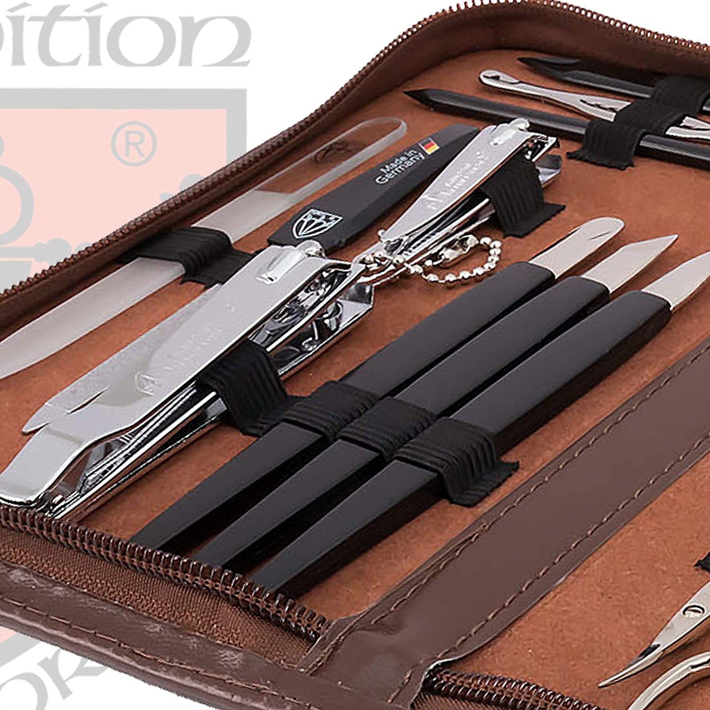 3 Swords Germany Brand Quality 16 Piece Manicure Pedicure Grooming Kit Set Leather Case in Gift Box