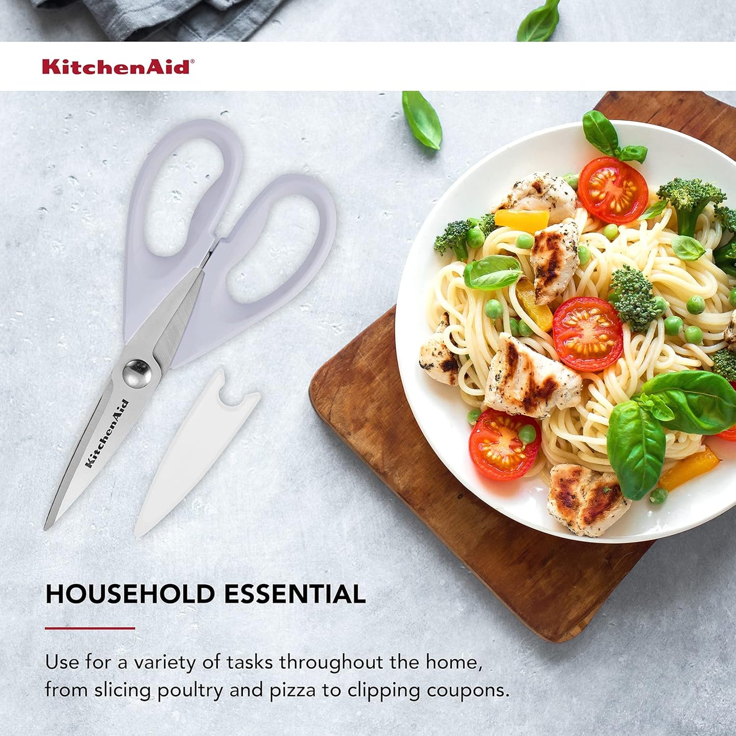KitchenAid All Purpose Kitchen Shears Durable Stainless Steel Scissors Lavendar Cream Color, ( 8.72 Inches )
