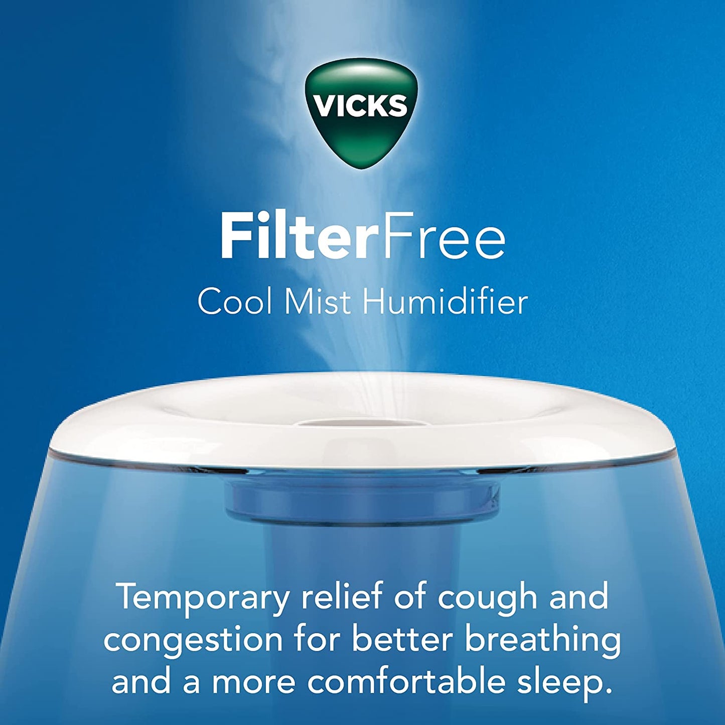 Vicks Filter Cool Mist Humidifier for Medium Room Size, 1.2 Gallon Capacity (V4600V2) 110-120V