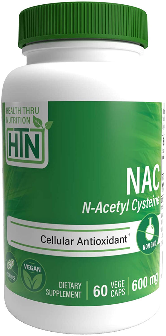 Health Thru Nutrition NAC 600 mg N-Acetyl Cysteine, 60 Vegecaps Cellular Antioxidant