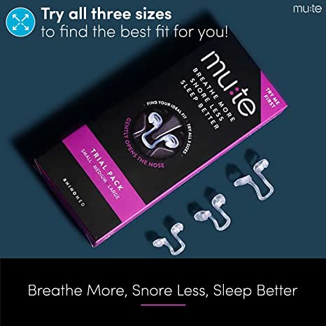 Rhinomed | Mute Nasal Dilator for Snore Reduction Aid Solution 1 Trial Pack Small, Medium, Large