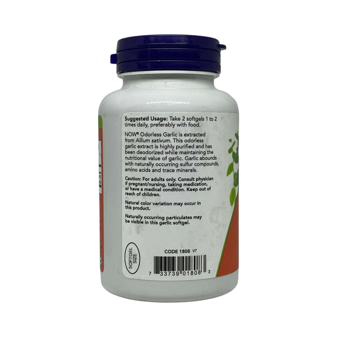 Now Odorless Garlic Concentrated Extract Dietary Supplement, 250 Softgels