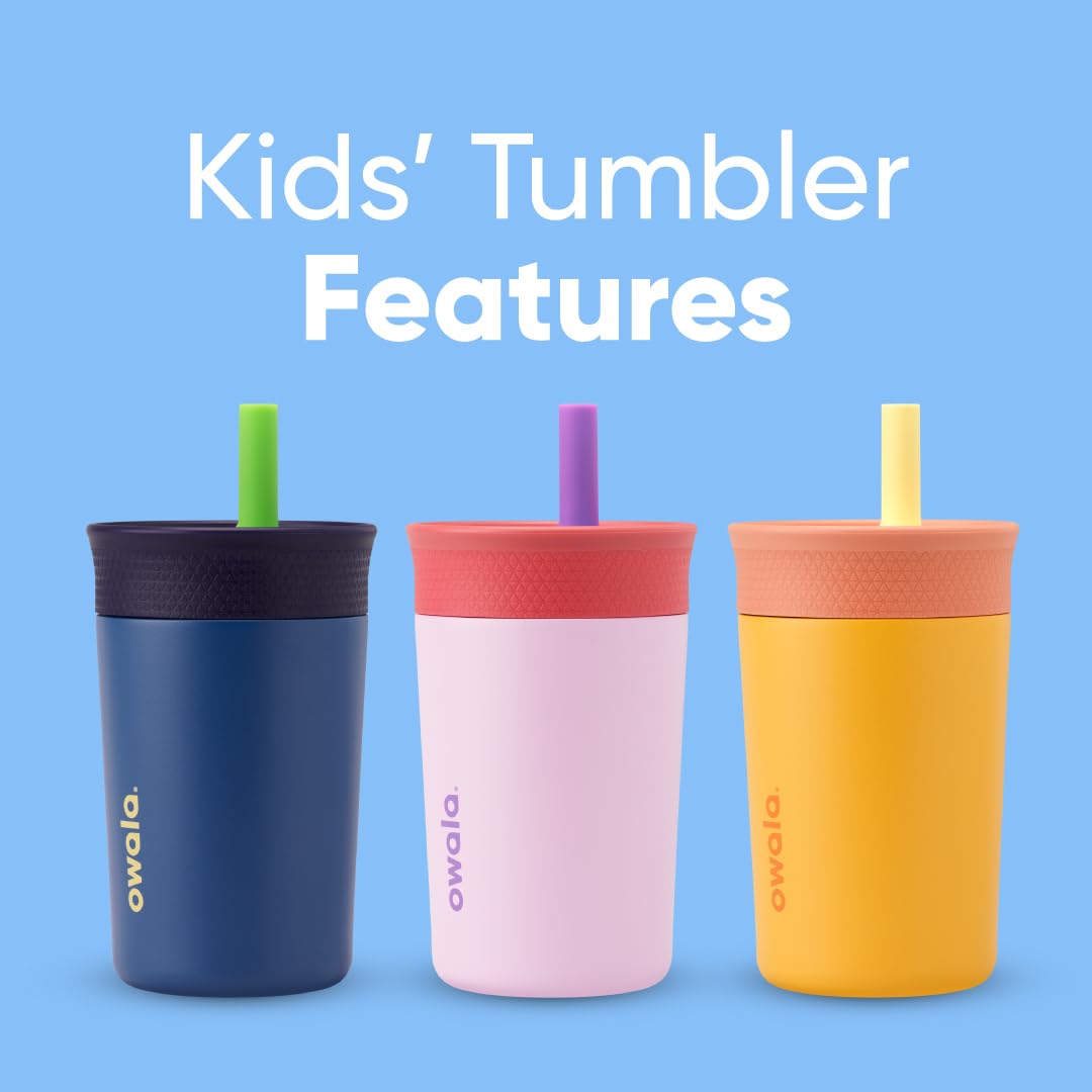 Owala Kids Insulation Stainless Steel Tumbler with Flexible Straw, 12 Oz
