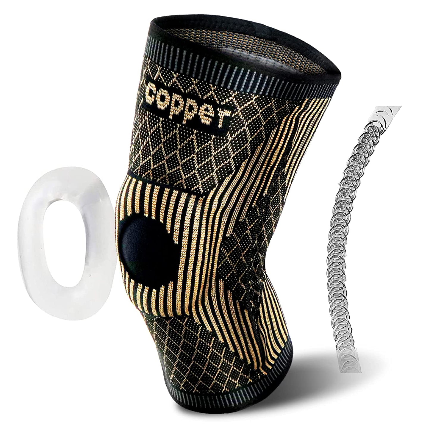 Jiufentian Copper Knee Brace with Side Stabilizers Single Tan Extra-Large