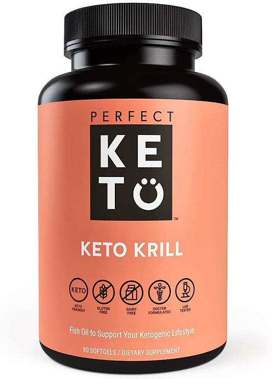 Perfect Keto Krill Oil 90 Softgels Omega 3, Astaxanthin, MCT Oil