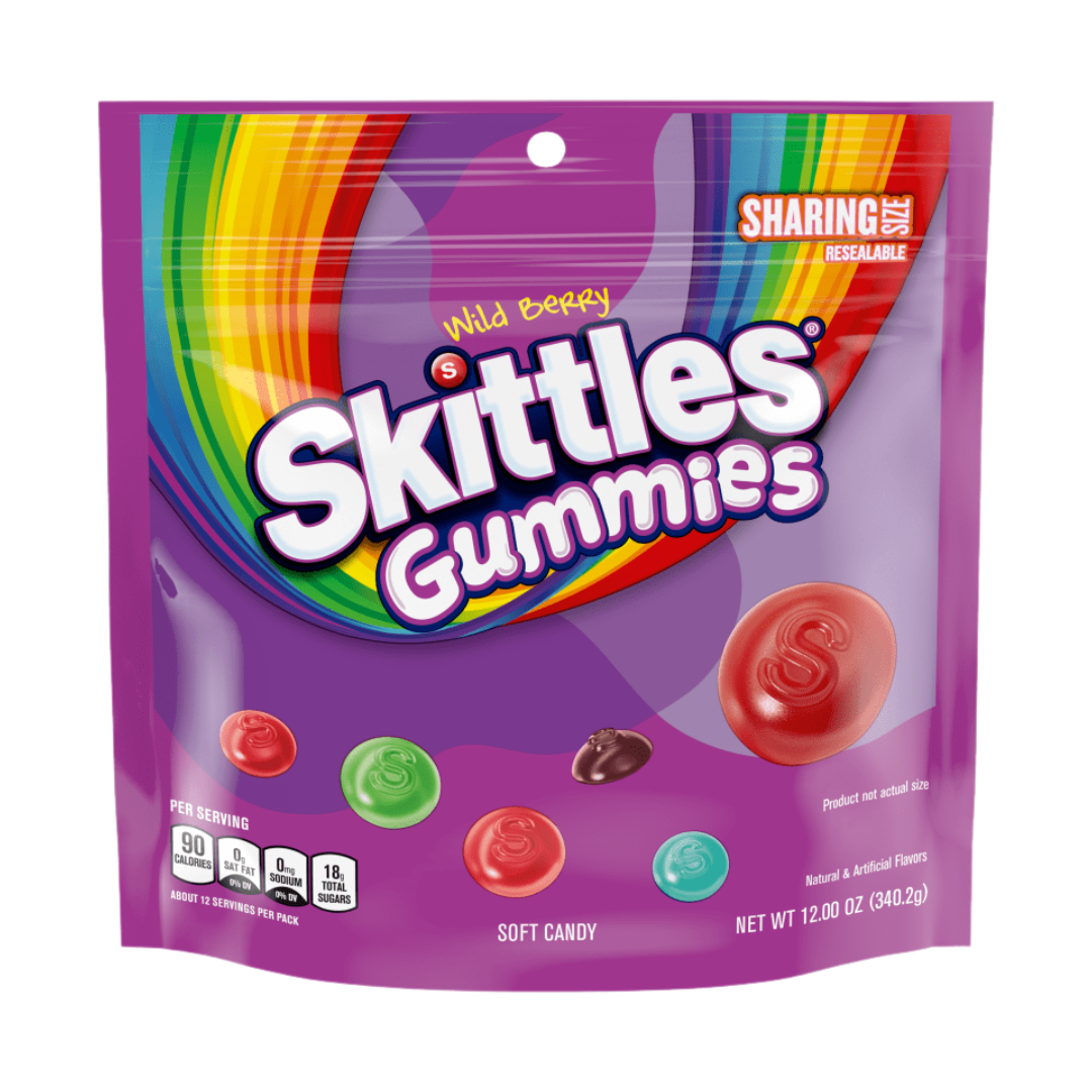 Skittles Wild Berry Gummies Candy Sharing Size Bag, 12 oz