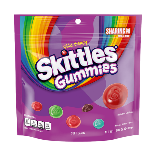 Skittles Wild Berry Gummies Candy Sharing Size Bag, 12 oz
