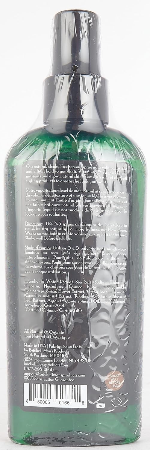 Brickell Men's Texturizing Sea Salt Spray Natural & Organic, 177 ml / 6 oz