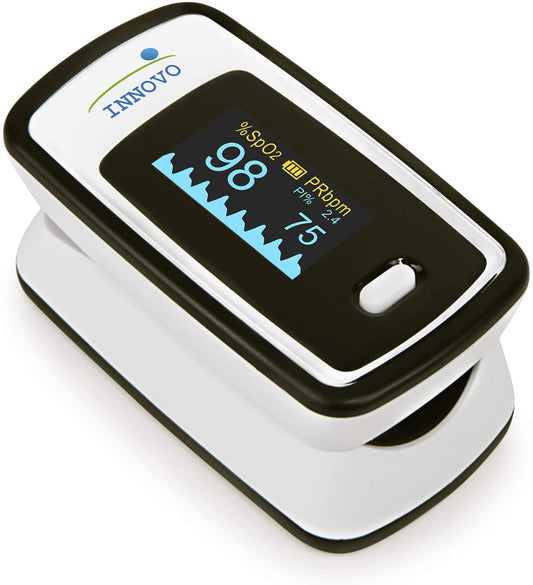 Innovo Deluxe iP900AP Finger Pulse Oximeter with Plethysmograph and Perfusion Index (White with Black)