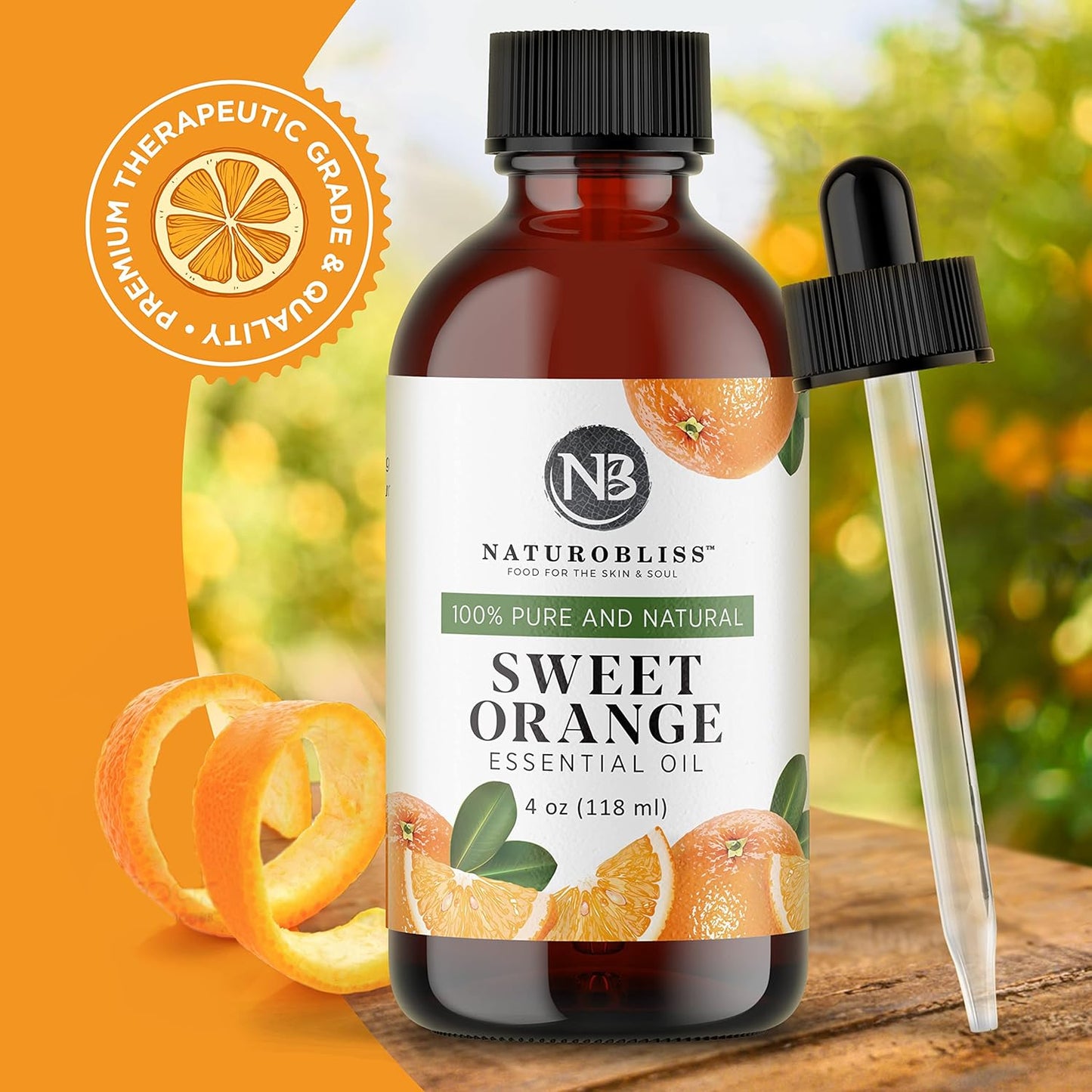 NaturoBliss Sweet Orange Essential Oil, 118 ml / 4 oz
