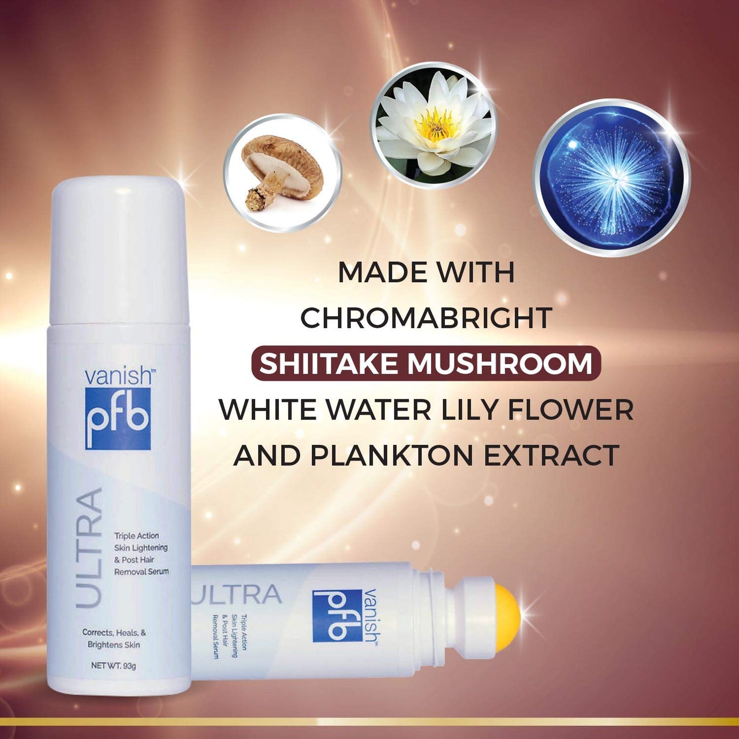 PFB Vanish Ultra Triple Action Skin Lightening And Post Hair Removal Roll-On Serum 93g