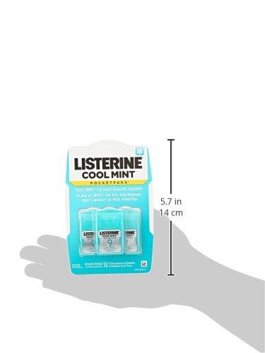 Listerine Cool Mint Pocketpaks Breath Strips Kills Bad Breath Germs, 24-Strip Pack, 3 Pack
