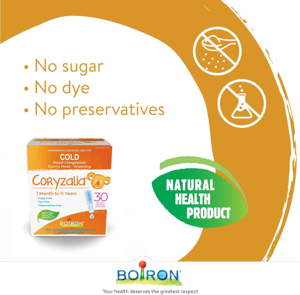 Boiron Coryzalia 30 Sterile & Drinkable Unit-Dose 30 x 1 ml (For 1 Month to 11 Years)