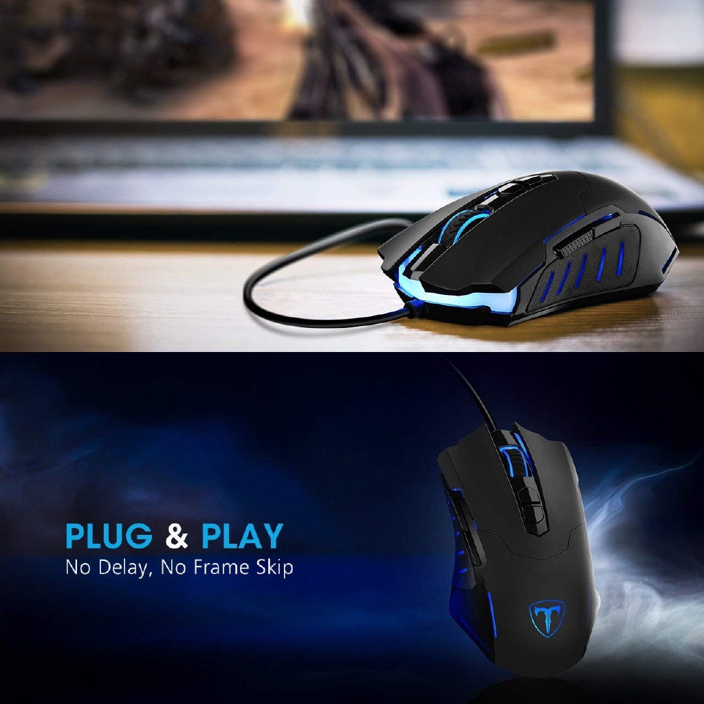 PICTEK Gaming Mouse Wired Ergonomic Game USB Computer Mice RGB Gamer Desktop Laptop PC Gaming Mouse
