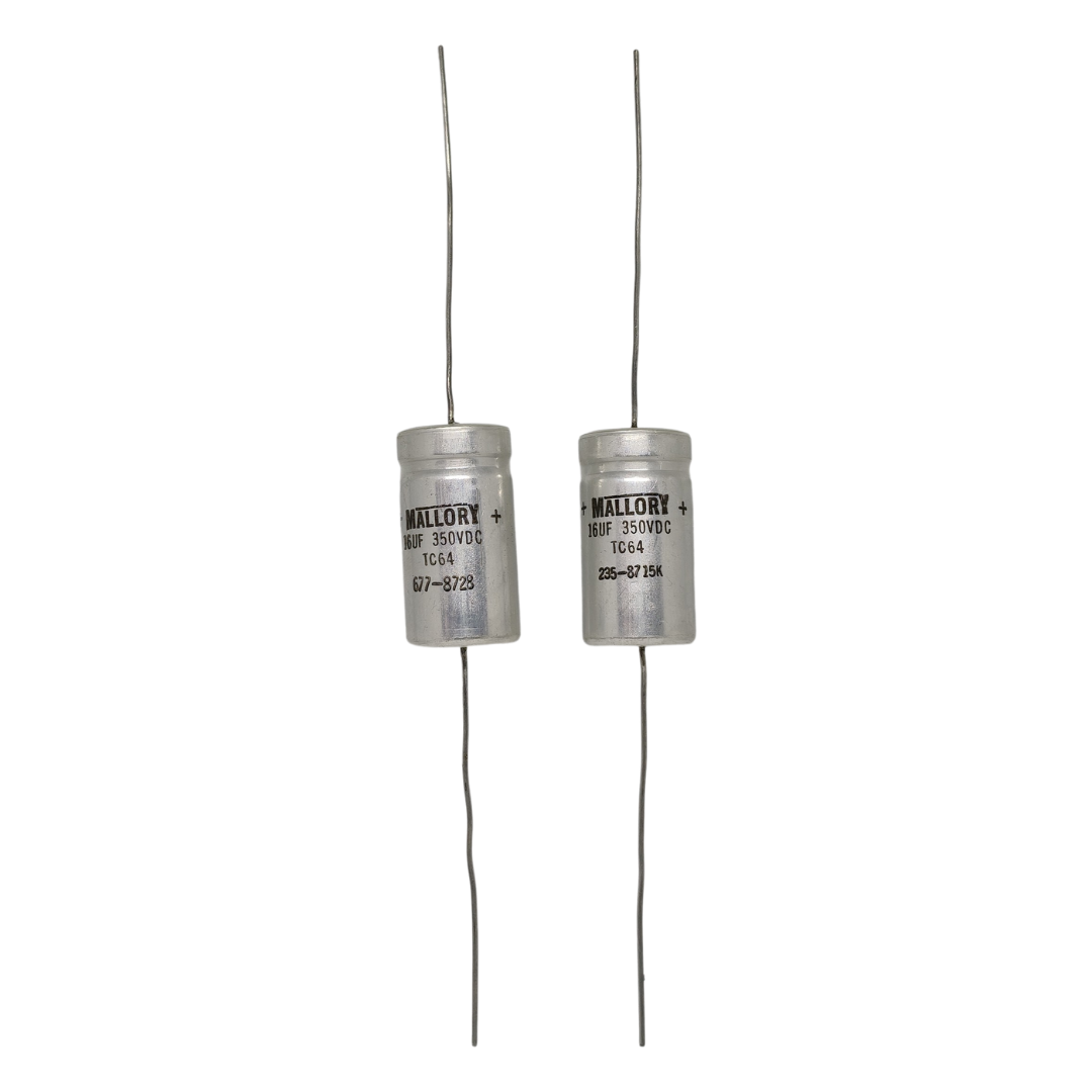 Mallory TC64 Aluminum Axial Electrolytic Capacitor 16uF 350VDC, 2 Pcs