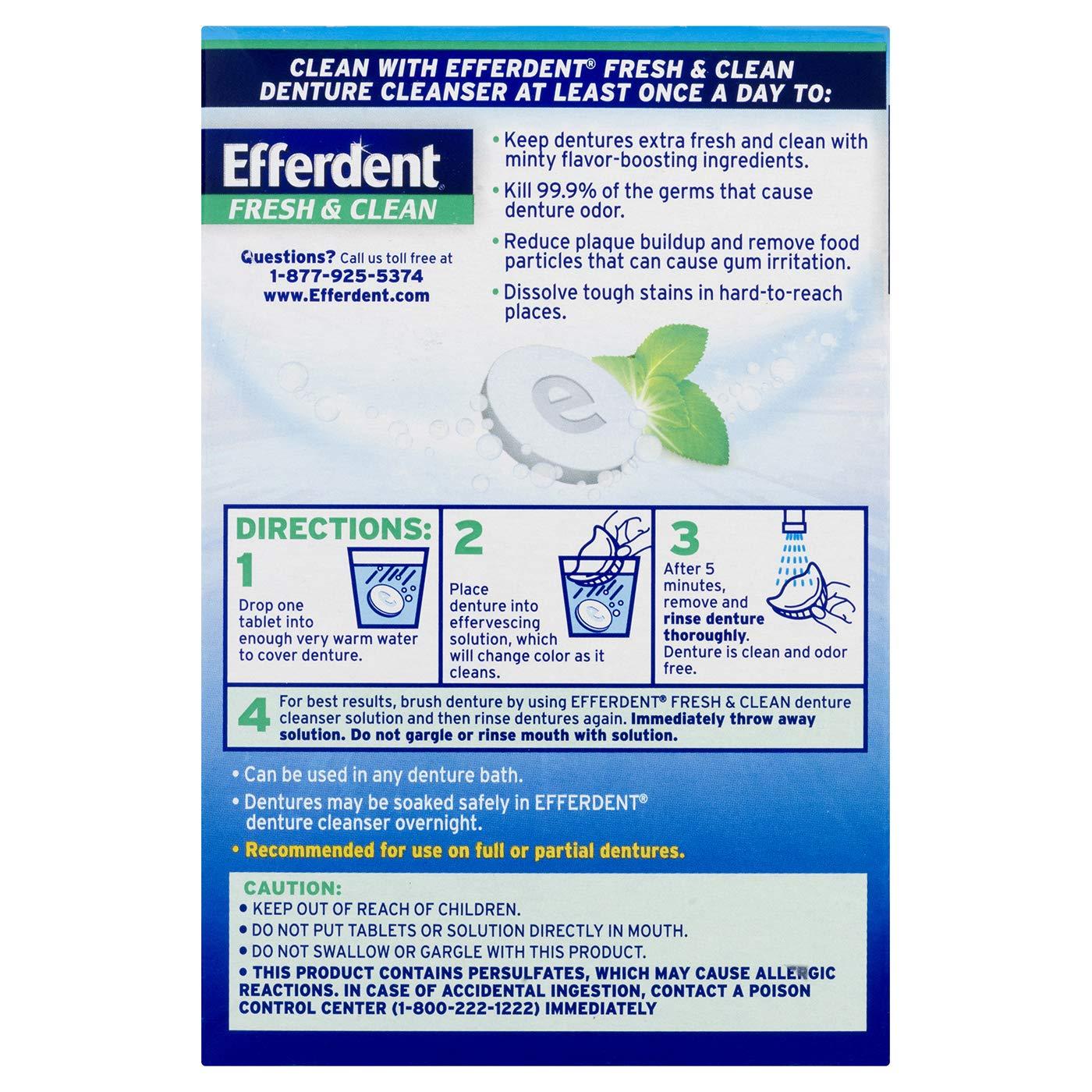 Efferdent Plus Mint Anti-Bacterial Denture Cleanser (126 Tablets) Fresh & Clean