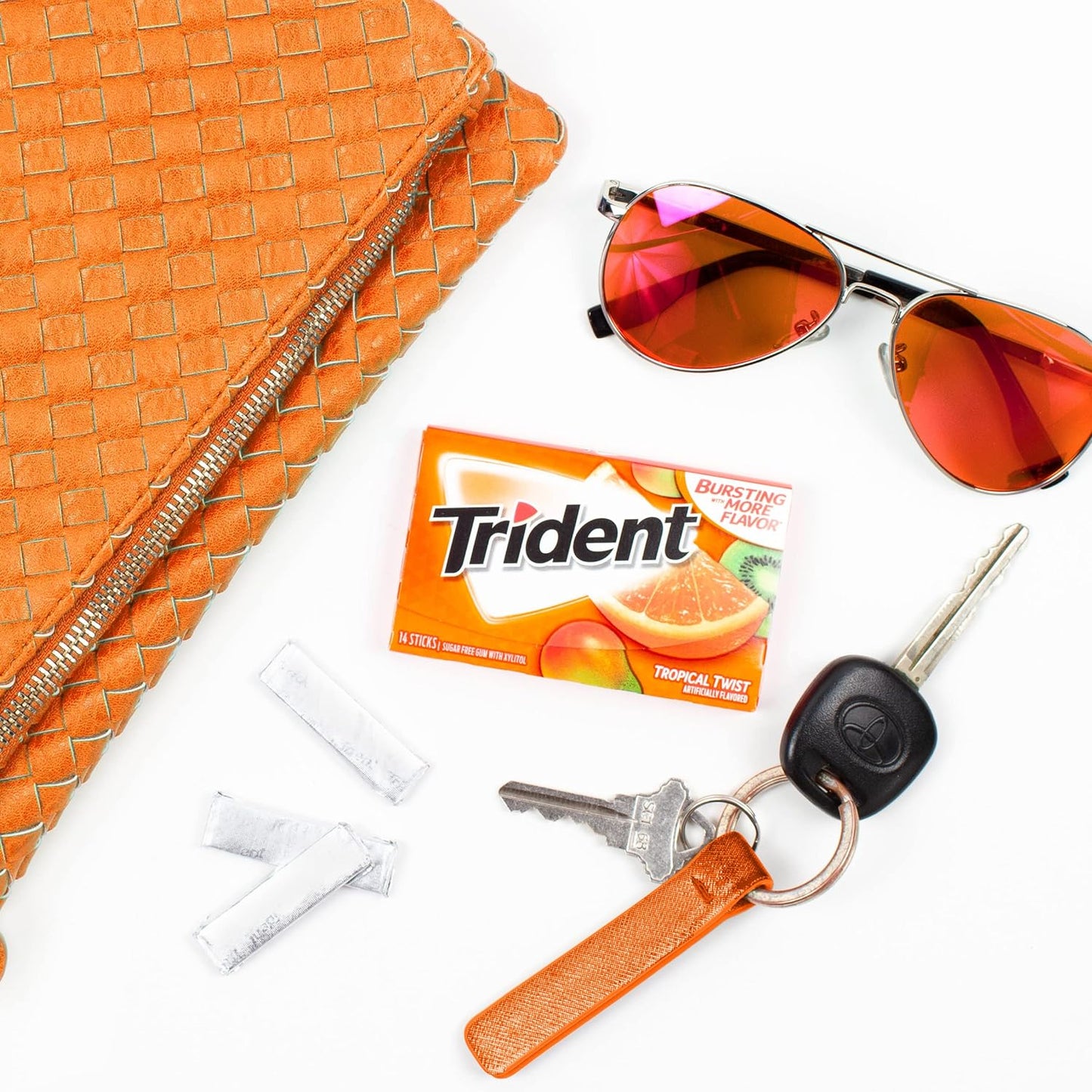 Trident Refreshingly Long Lasting Sugar-Free Gum 14 Sticks Each, 12 Packets