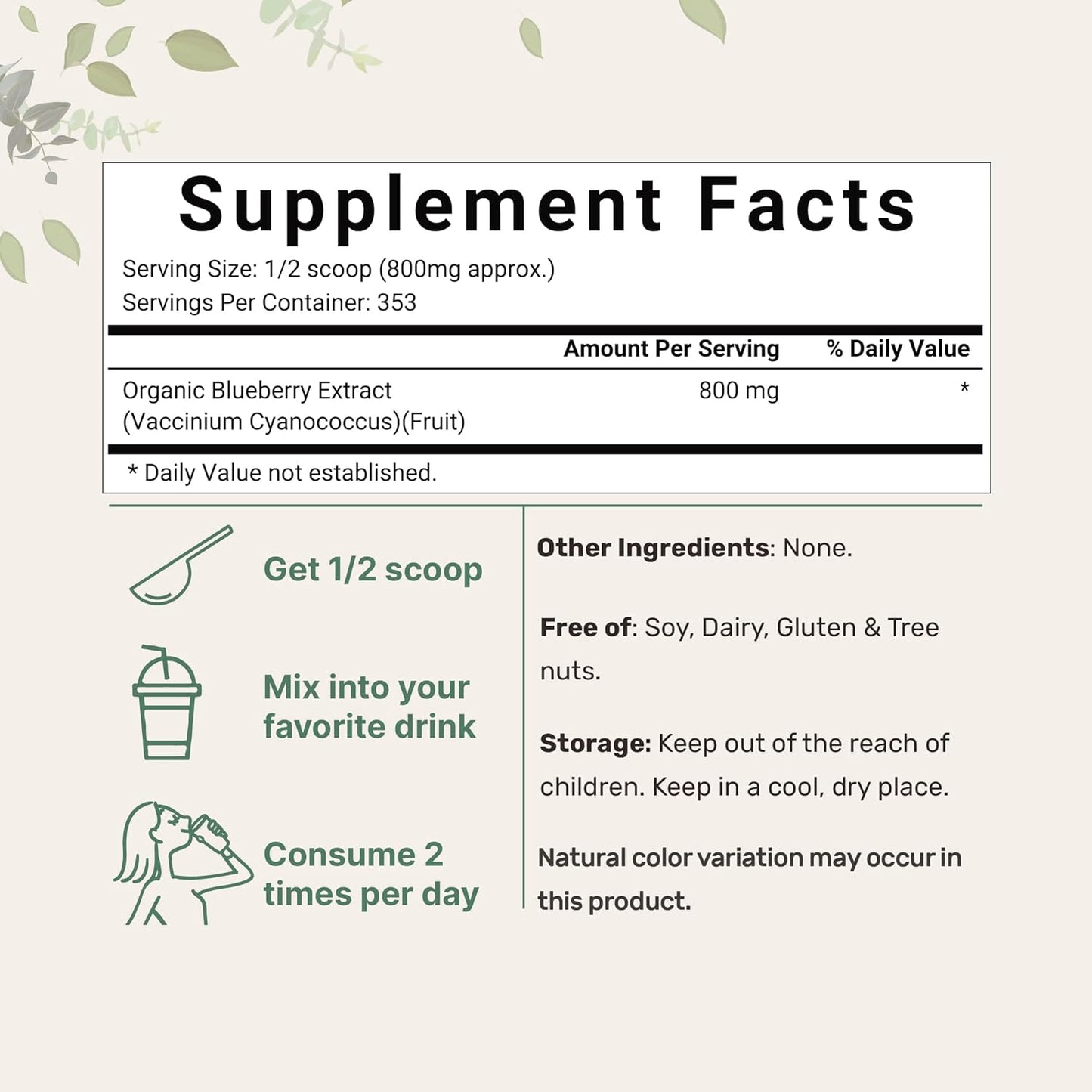 Microingredients Organic Freeze Dried Blueberry Extract Wildberry Supplement 10 oz / 283g