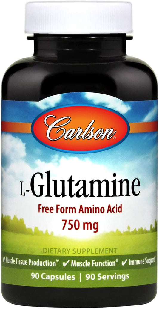 Carlson L-Glutamine 750 mg, 90 Capsules Free Form Amino Acid