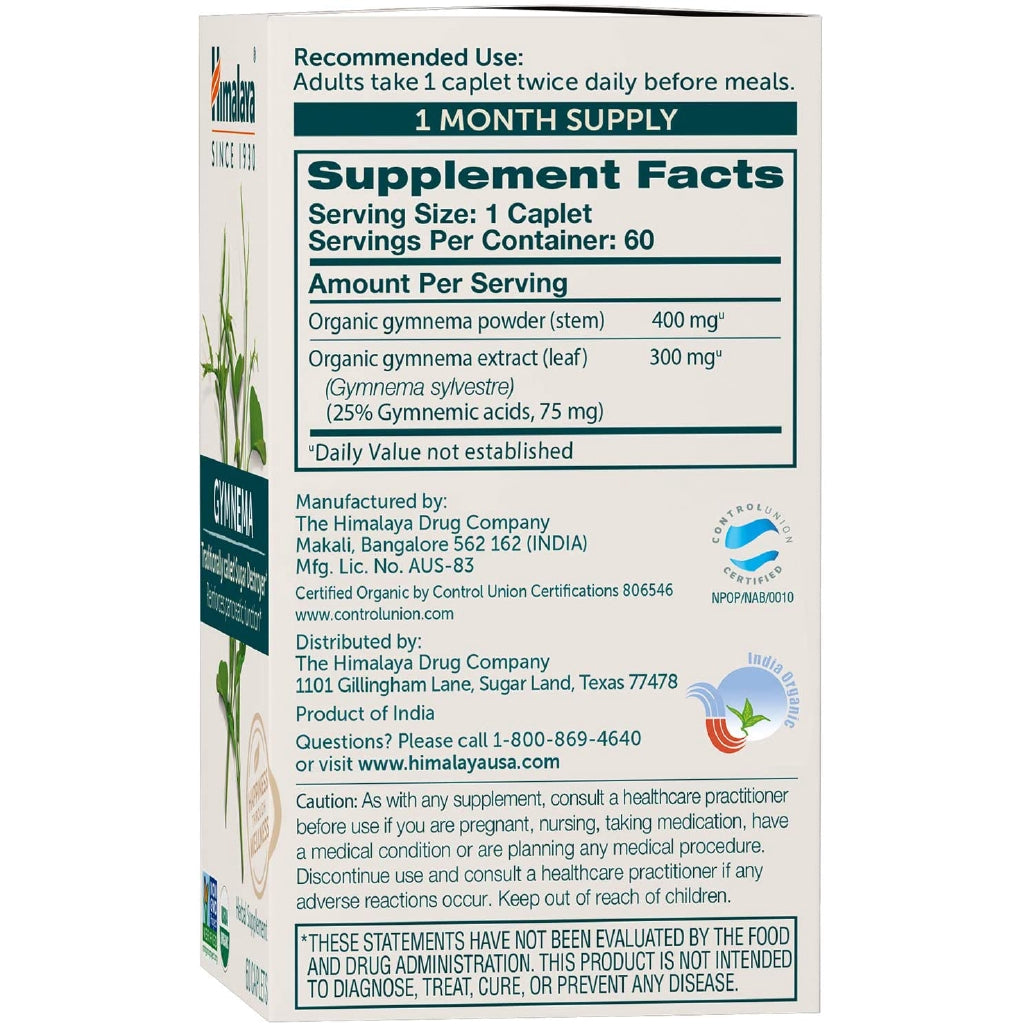 Himalaya Organic Gymnema Sylvestre for Blood Sugar Support, 60 Caplets