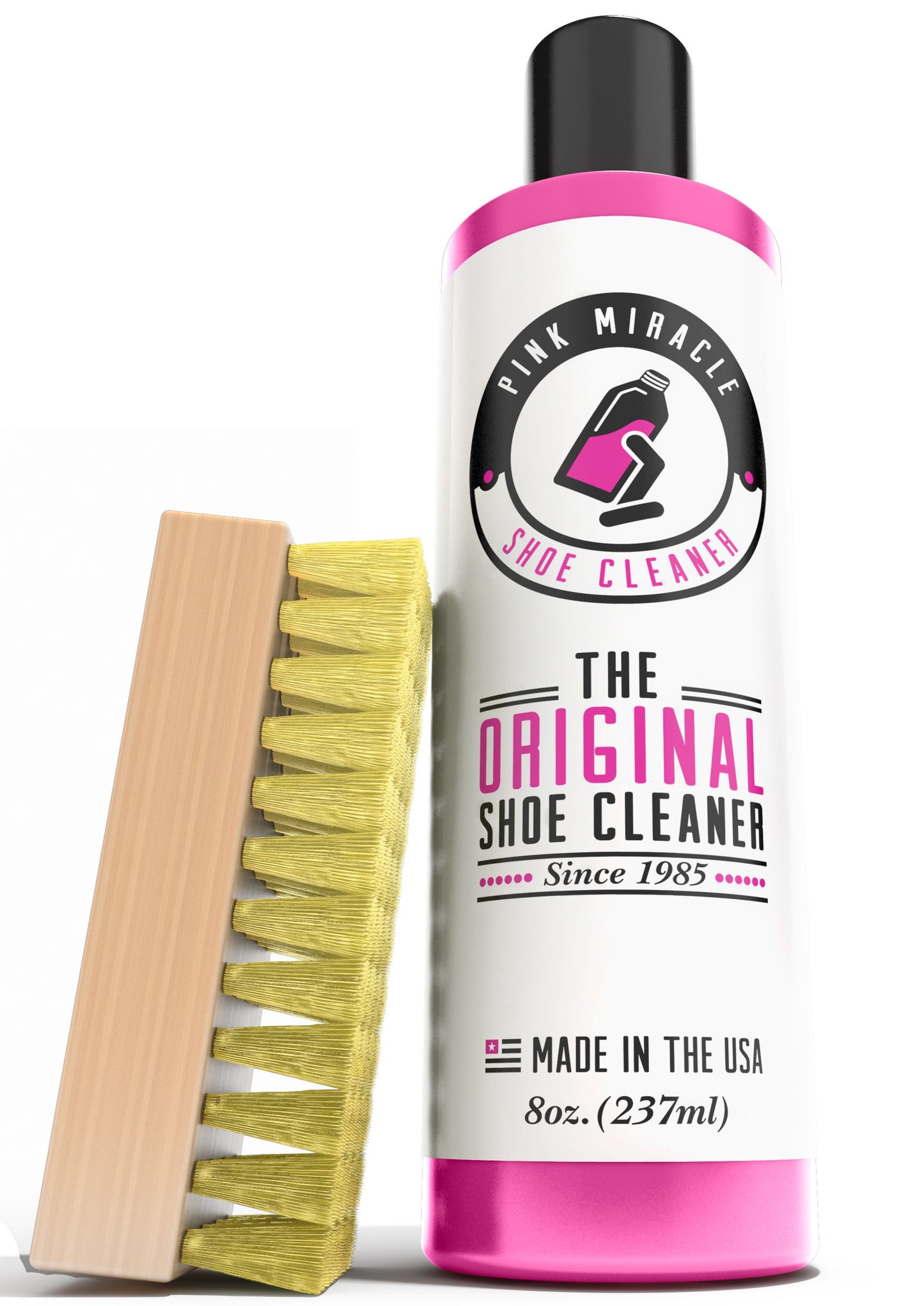 Pink Miracle Shoe Cleaner Kit with Brush, 8 oz. / 237ml Bottle