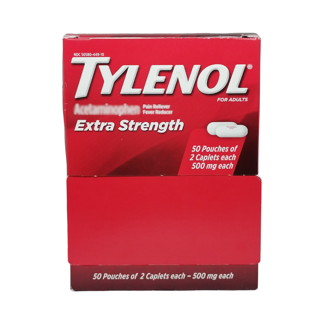 Tylenol Extra Strength Reliever 500 mg, 50 Pouches of 2 Caplets each