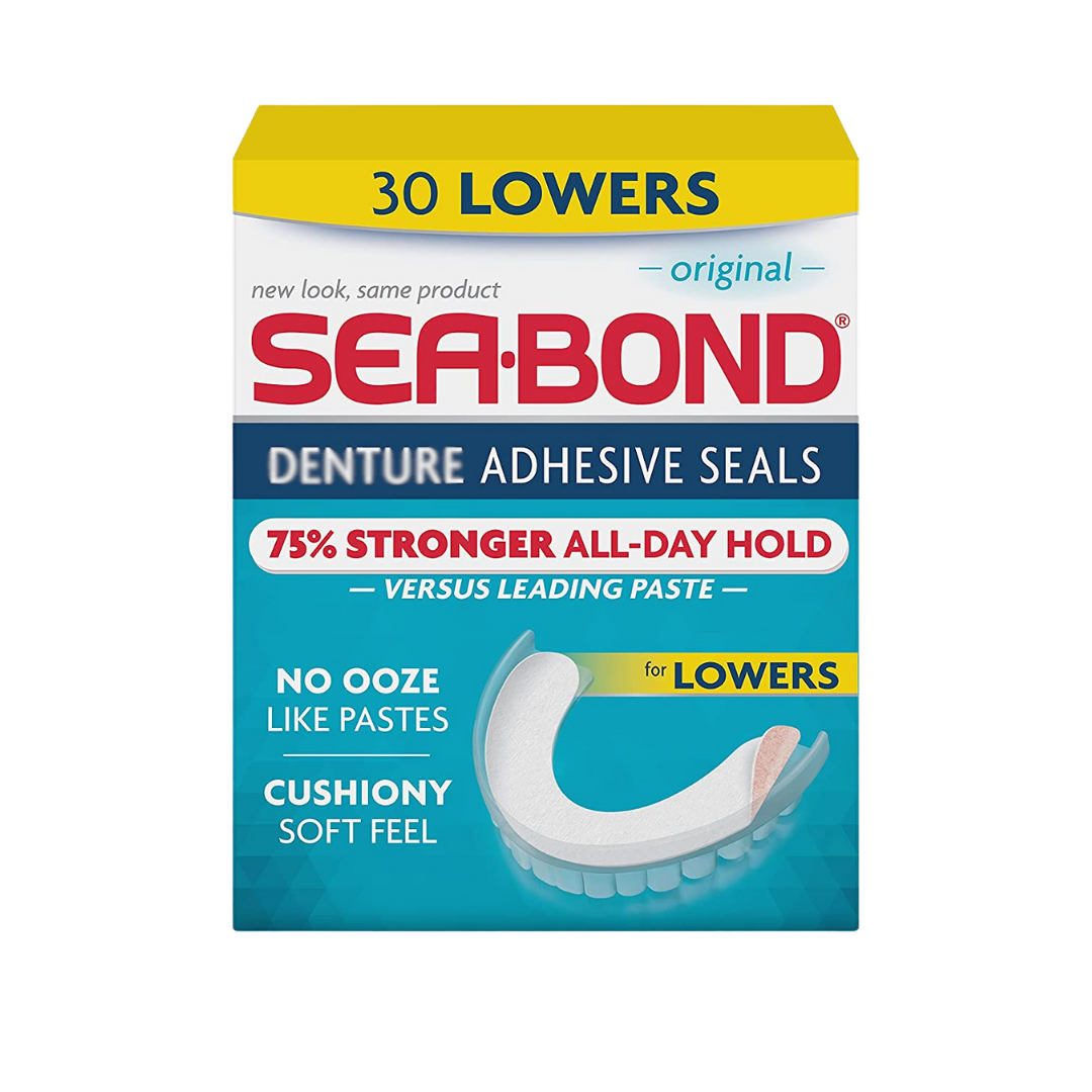 Sea Bond Original Denture Adhesive Seals All-Day Strong Hold, 30 Count