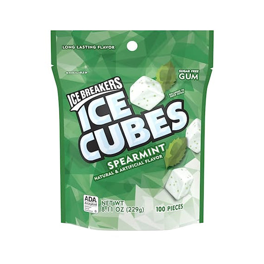 Ice Breakers Ice Cubes Spearmint Natural & Artificial Flavor 8.11 Oz (229g) 100 Pieces