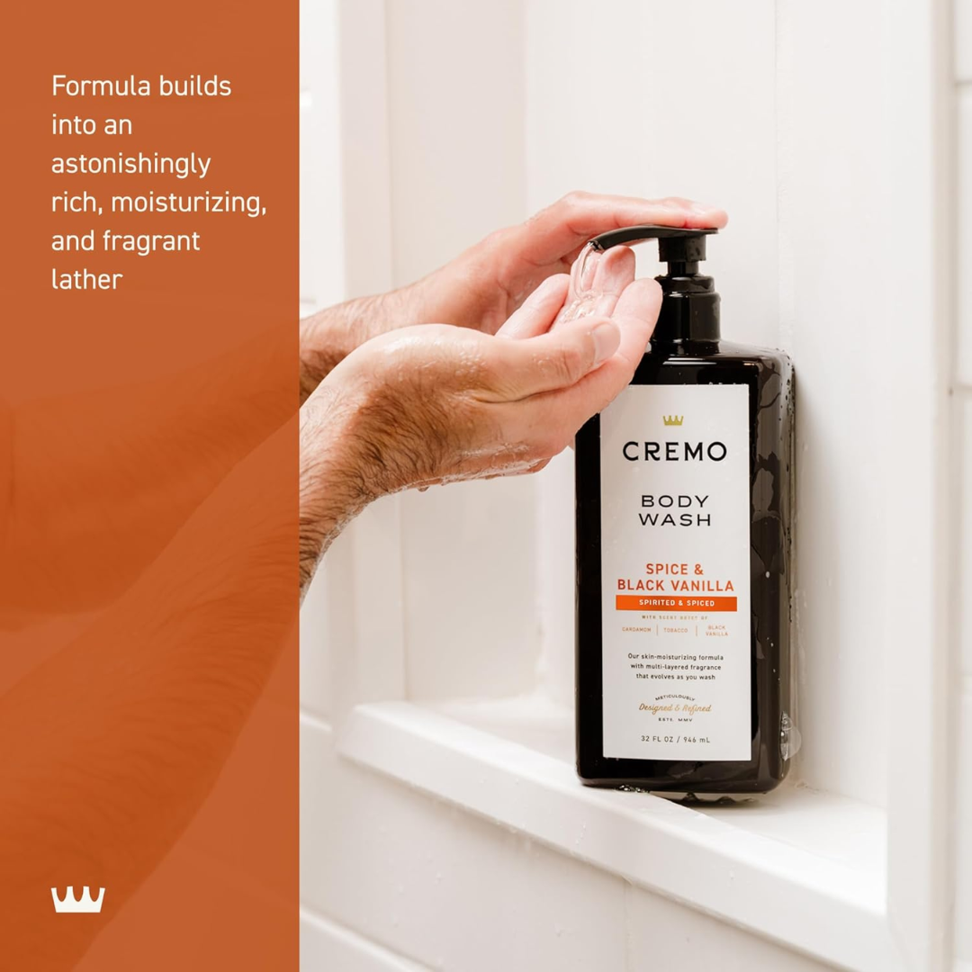 Cremo Body Wash Spice & Black Vanilla Spirited & Spiced, 32 oz / 946 ml