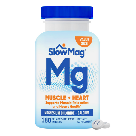 SlowMag Muscle + Heart Suuport Muscle Relaxation and Heart Health Supplement 180 Tablets