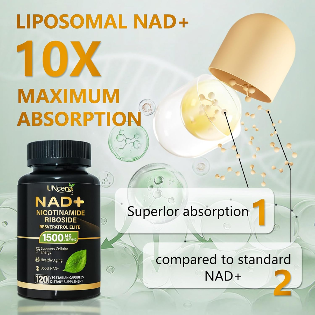 UNcena NAD+ Supplement 1,500 mg, 120 Capsules