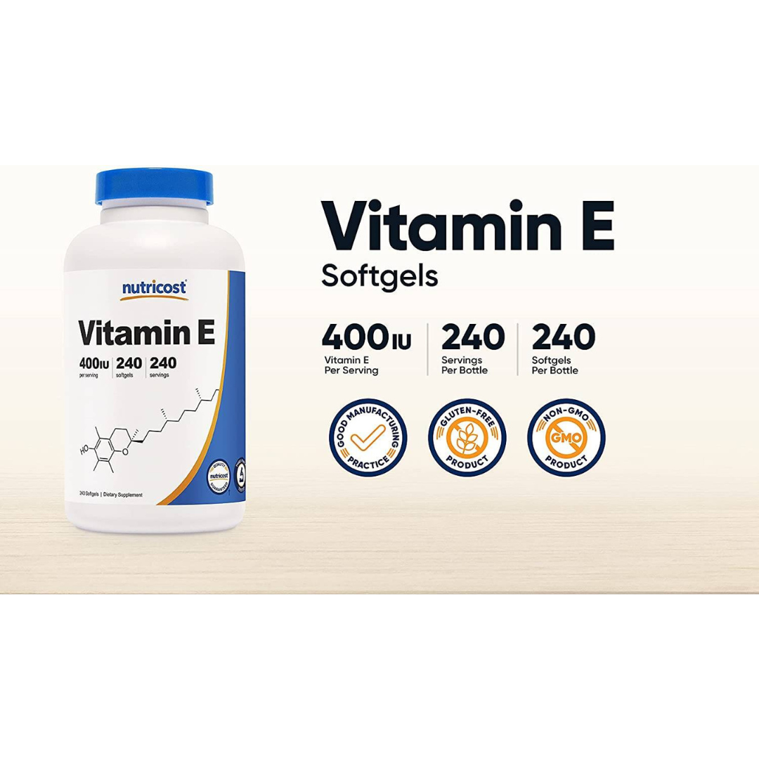 Nutricost Vitamin E 400IU Supplement 240 Softgels