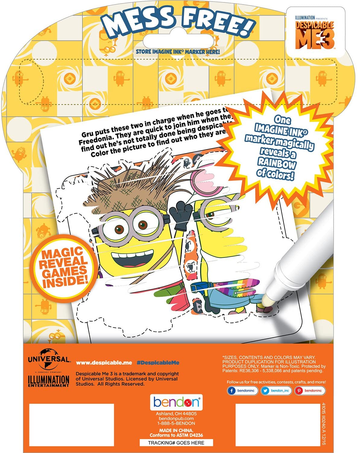 Bendon 41015 Despicable Me 3 Imagine Ink Magic Ink Pictures, Multicolor (24 - PAGE GAME BOOK)