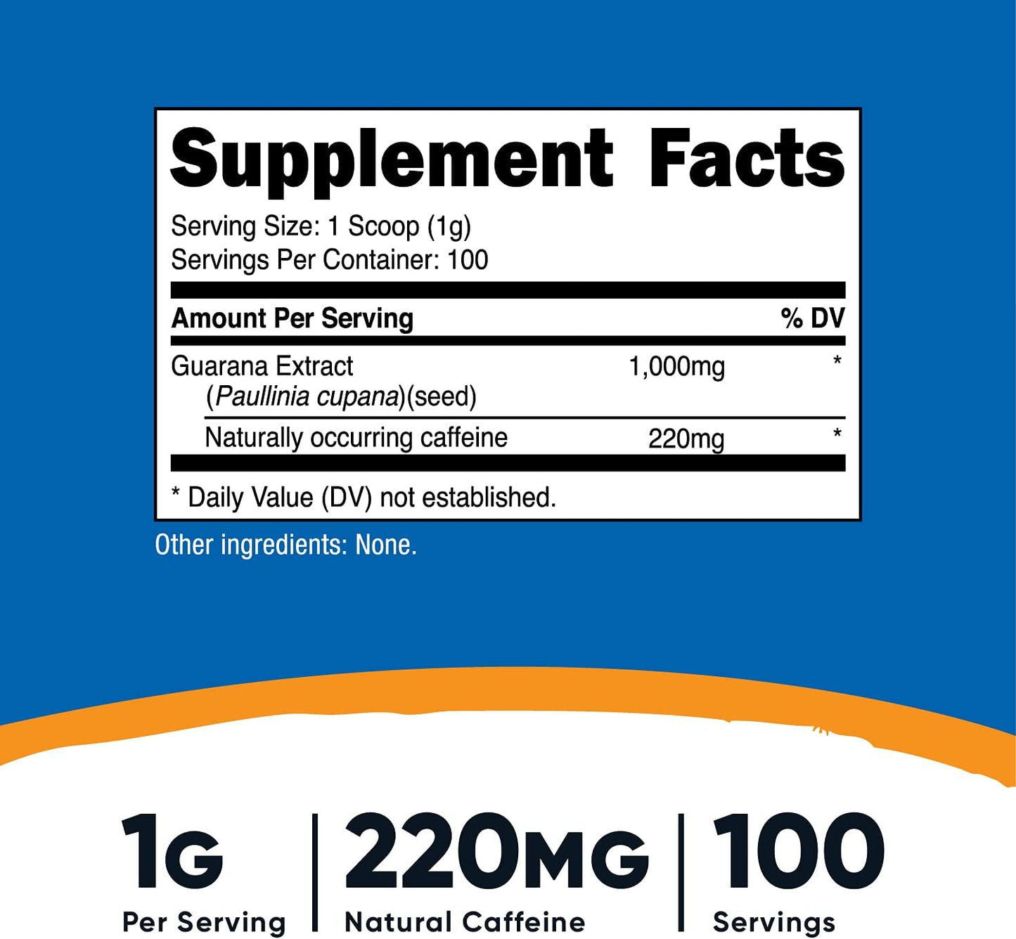 Nutricost Guarana Powder 220mg Supplement 3.5oz / 100g