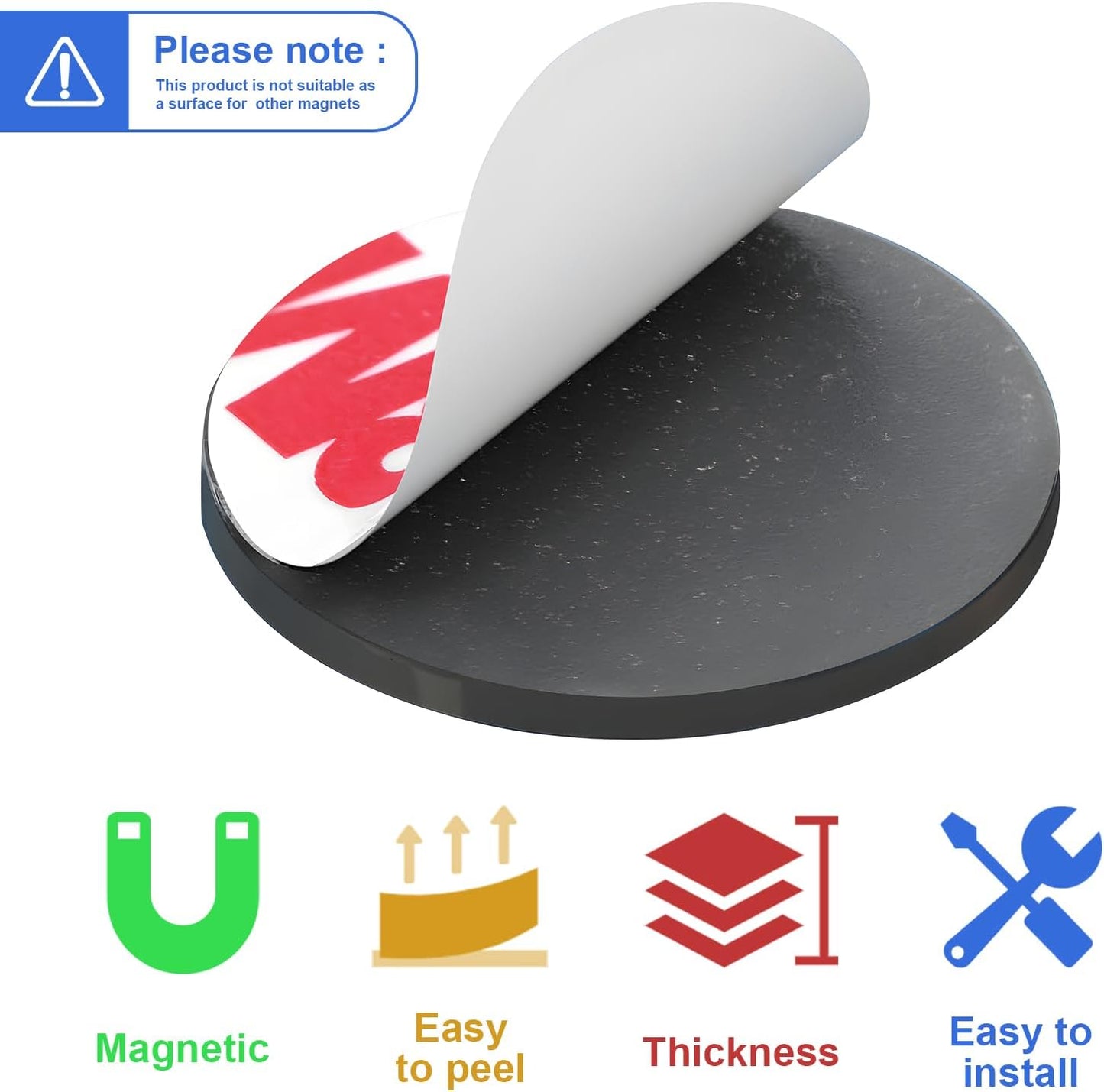 Towjug Round Magnets with Adhesive Backing 0.8’x 0.08, 30 Pieces