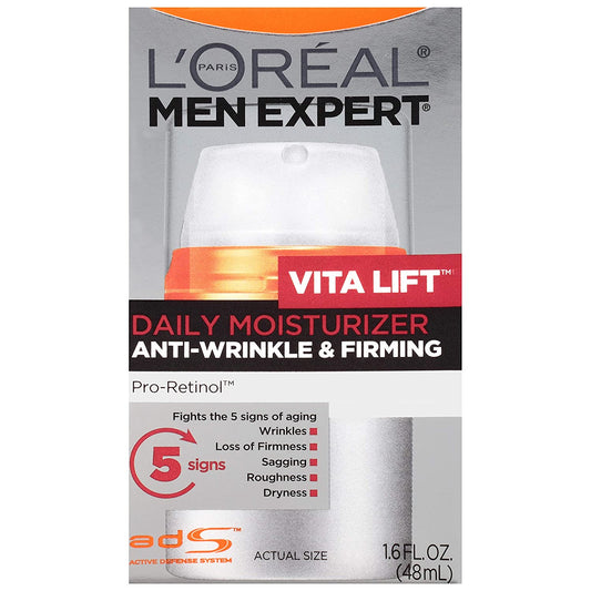 L'Oreal Men Expert Vita Lift Daily Moisturizer Anti-Wrinkle & Firming Pro-Retinol, 1.6 fl.oz / 48 ml