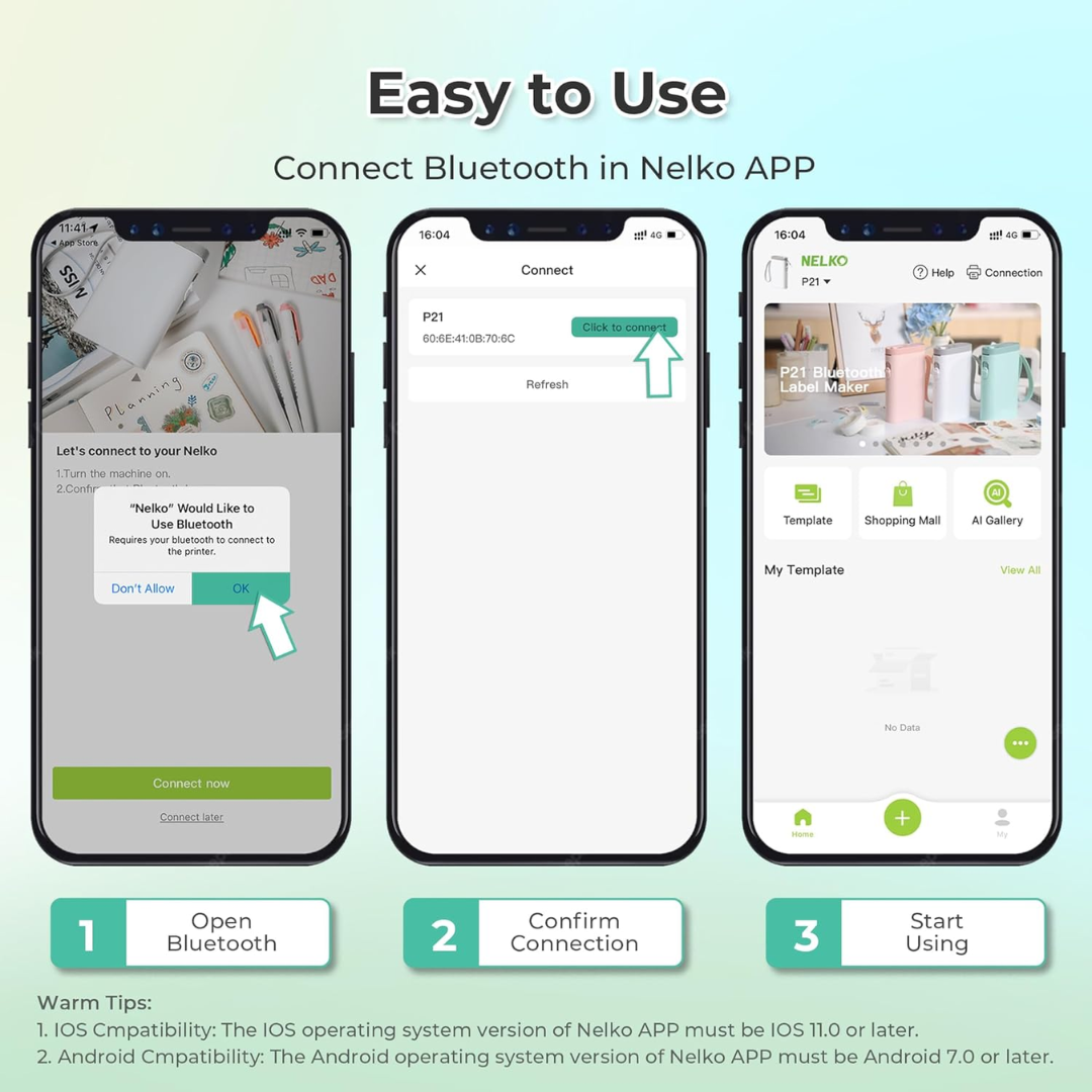 NELKO P21 Portable Label Maker, White