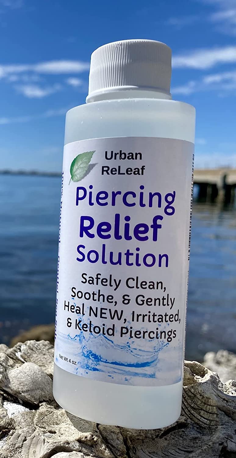 Urban ReLeaf Piercing Relief Solution 100% Natural Sea Salt, Tea Tree & Rosemary & Aloe, 4 oz.