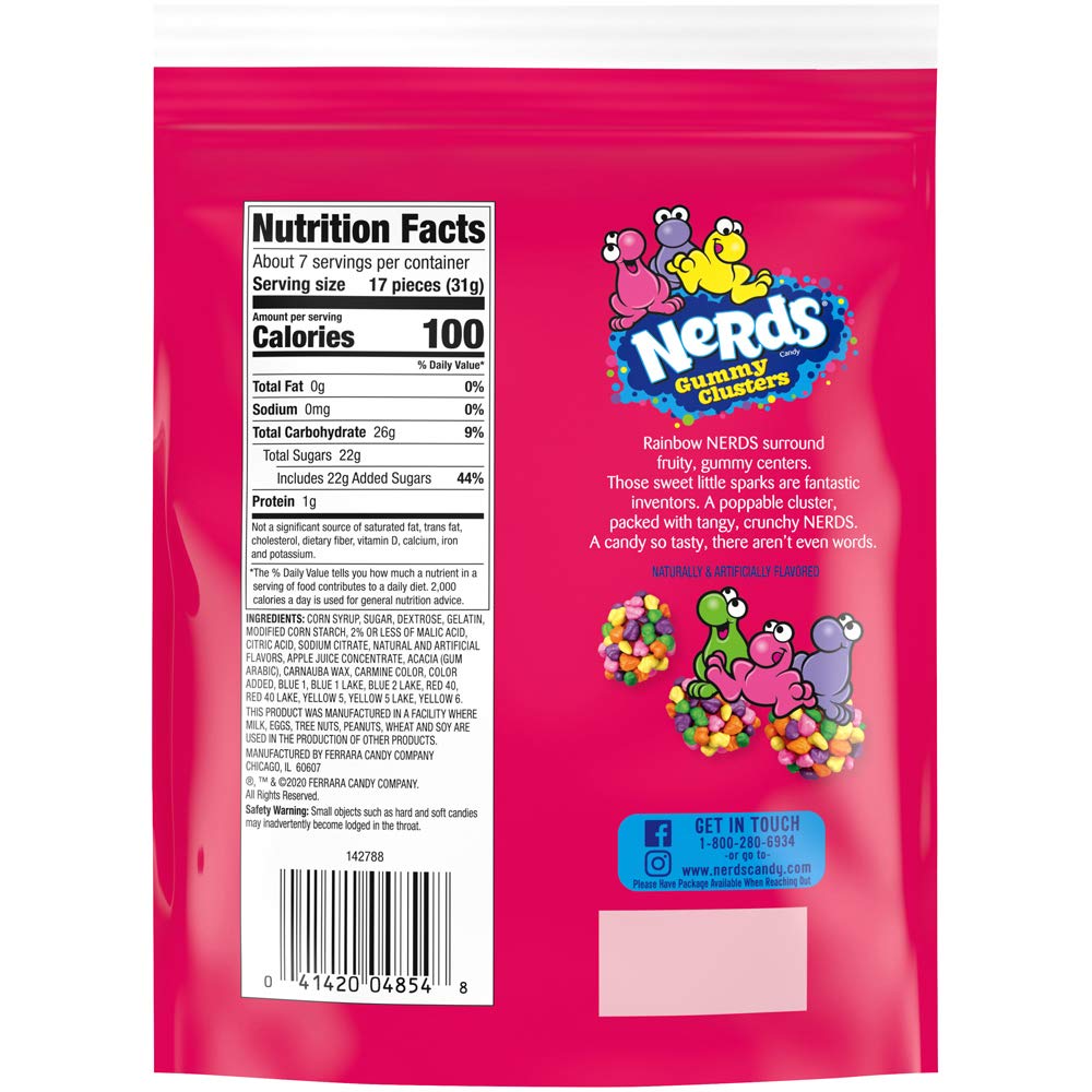 Nerds Gummy Clusters Candy Recloseable 8 Ounce Bag