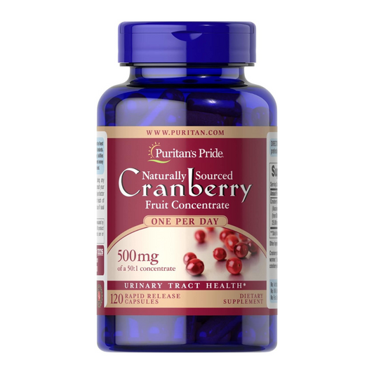 Puritan's Pride Naturally Sourced Cranberry Fruit Concentrated 500mg Supplement 120 Rapid Release Capsules
