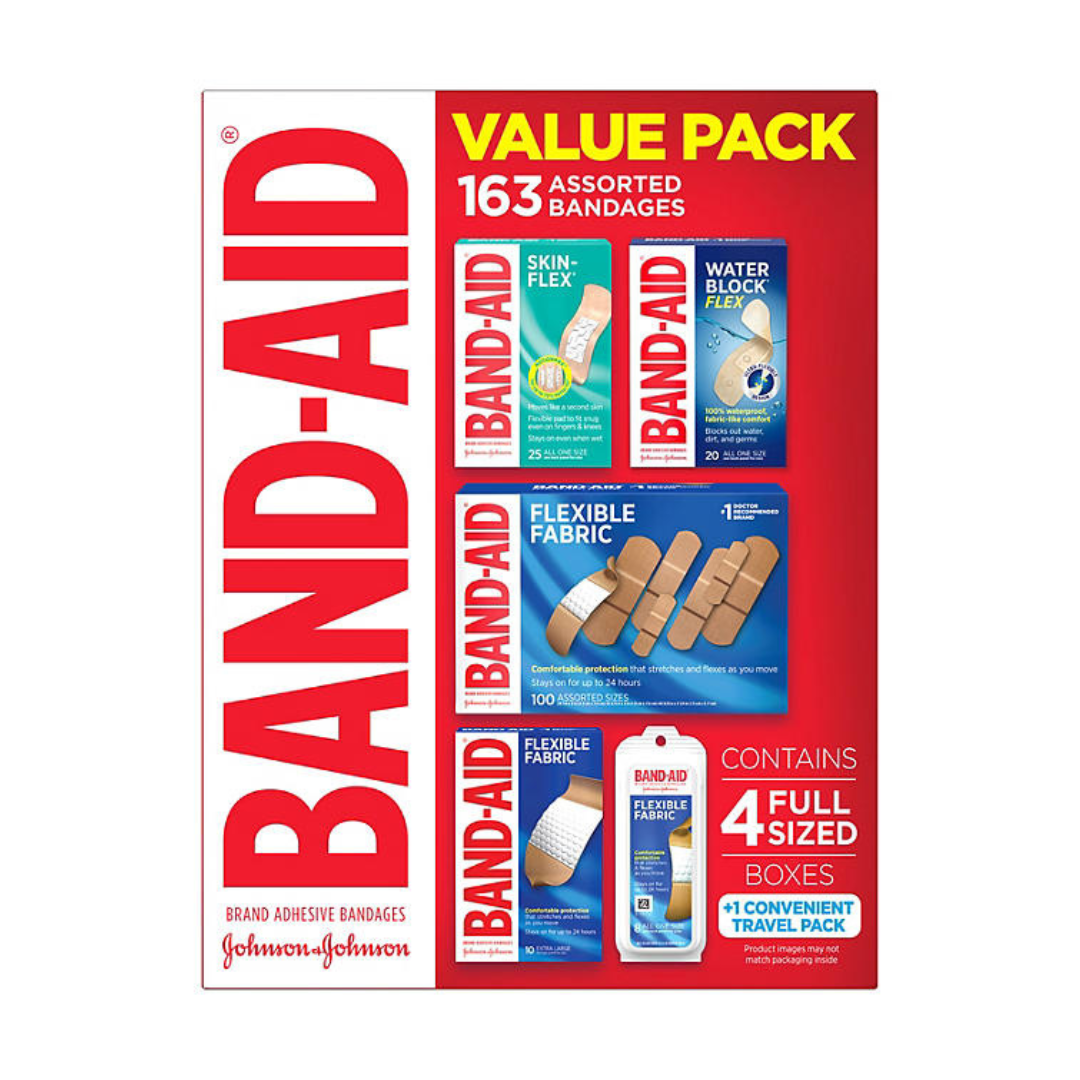 Band-Aid Brand Adhesive Bandages Value Pack (163 Assorted Bandages)