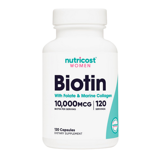 Nutricost Women Biotin With Folate & Marine Collagen 10,000 mcg Supplement 120 Capsules