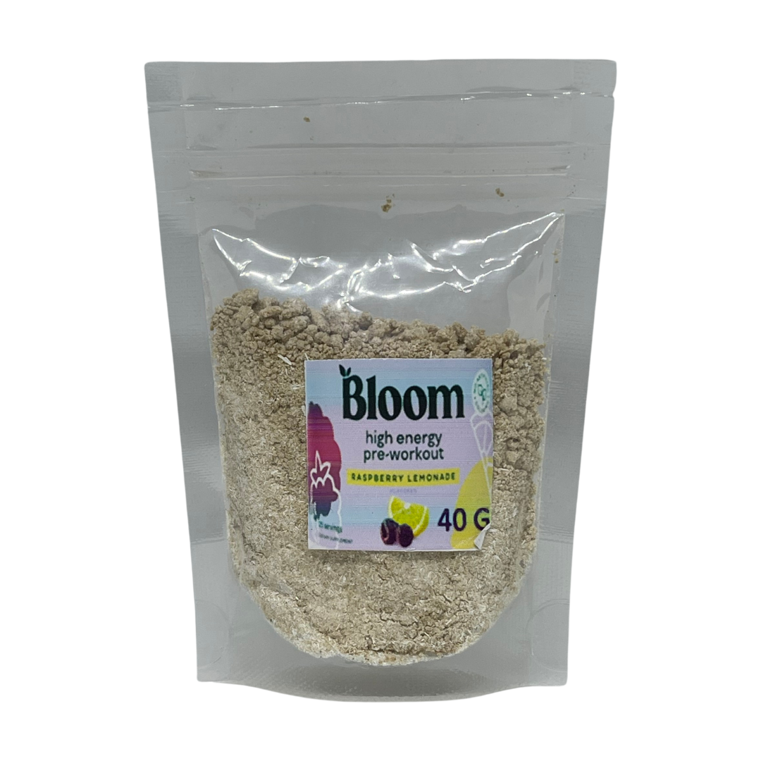 Trial Size Bloom High Energy Pre-Workout Powder Raspberry Lemonade, 40 g