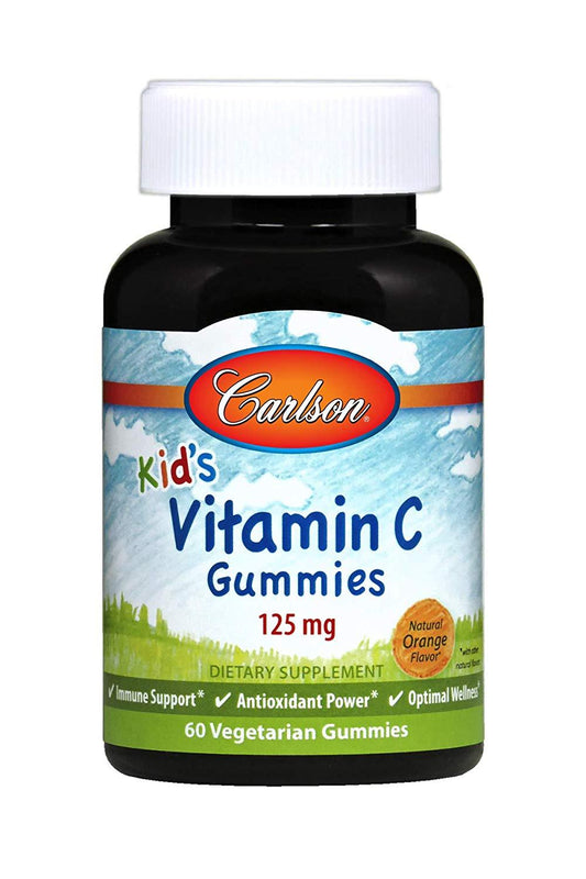 Carlson Kid's Vitamin C Gummy Natural Orange Flavor 125 mg 60 Gummies Immune Support