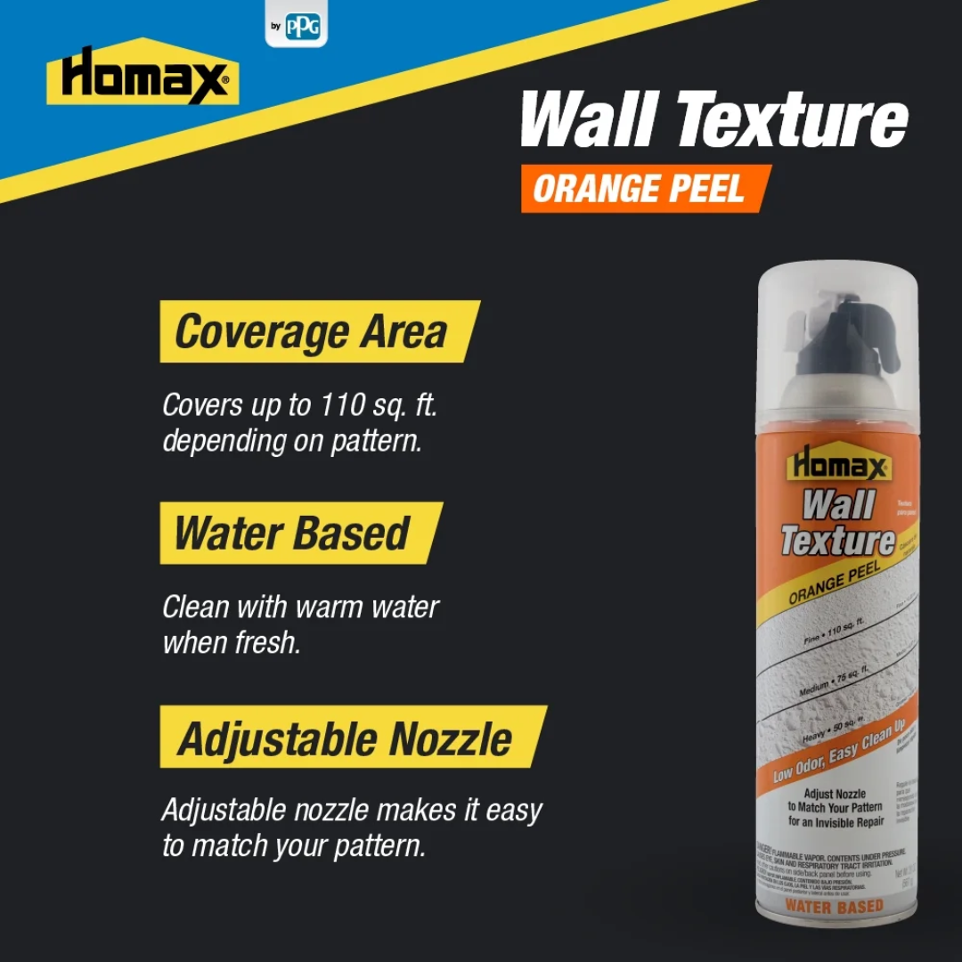 Homax Wall Texture Orange Peel Water Based Spray, 20 oz / 567 g (DAMAGED CAP)