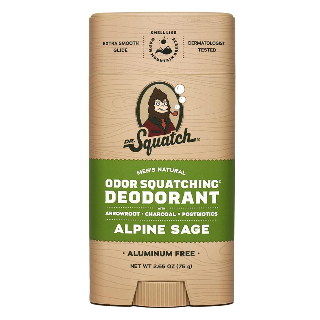 Dr. Squatch Men's Natural Odor Squatching Deodorant, 2.65 oz / 75 g