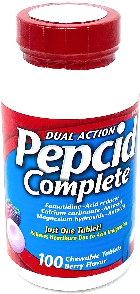 Pepcid Dual Action Complete, Berry Flavor, 100 Chewable Tablets PACKAGING MAY VARY