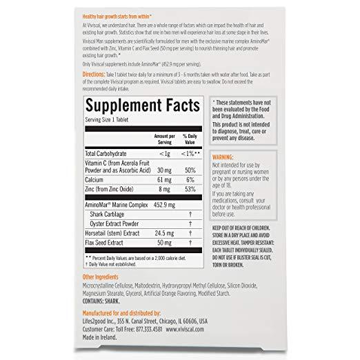 Viviscal MAN Hair Growth Supplement, 60 Tablets (NO BOX)