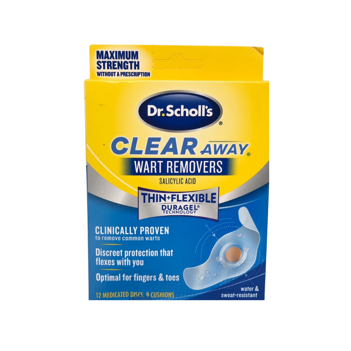 Dr. Scholl's Clear Away Wart Removers Thin + Flexible Duragel Technology 9 Cushions PACKAGING MAY VARY